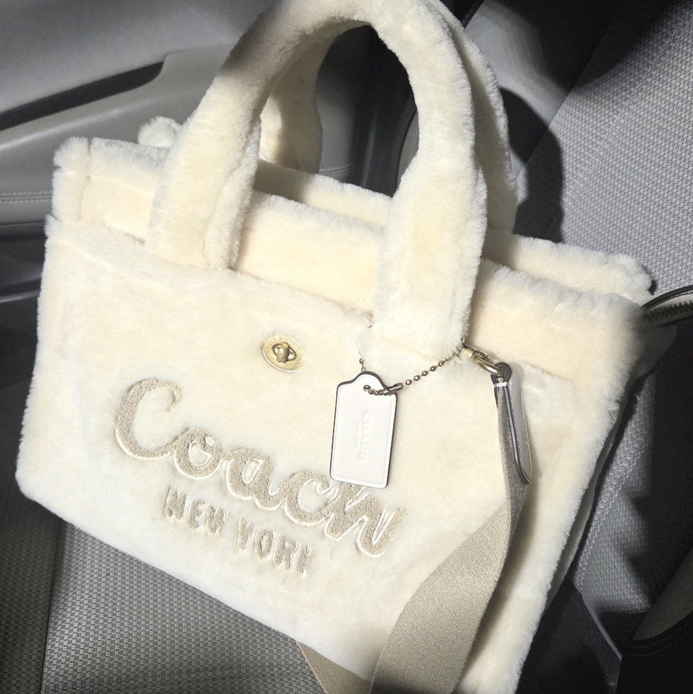 coach cargo shearling tote